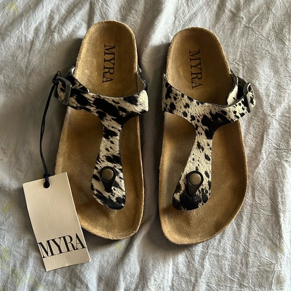 Myra Bag Shoes - Myra Chino Western Hand-Tooled Sandals